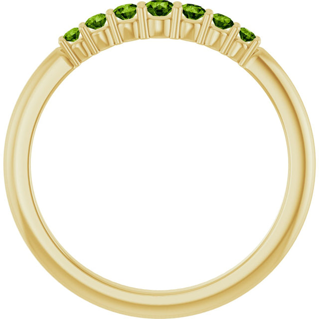 14K Gold Round Natural Peridot Accented Stackable Ring – 2.25mm Stones - Yellow Gold - view 2