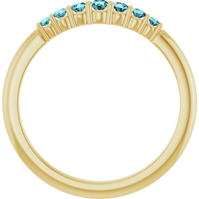 14K Gold Round Natural Blue Zircon Accented Stackable Ring – 2.25mm Stones - Yellow Gold - view 2