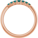 14K Gold Round Natural Alexandrite Accented Stackable Ring – 2.25mm Stones - Rose Gold - view 2