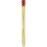 14K Gold Round Natural Ruby Accented Stackable Ring – 2.25mm Stones - Yellow Gold - view 4