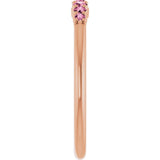 14K Gold Round Natural Pink Tourmaline Accented Stackable Ring – 2.25mm Stones - Rose Gold - view 4