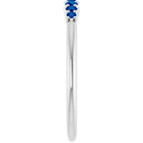 Platinum Round Natural Blue Sapphire Accented Stackable Ring – 2.25mm Stones - view 4