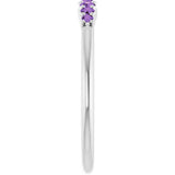 14K Gold Round Natural Amethyst Accented Stackable Ring – 2.25mm Stones - White Gold - view 4