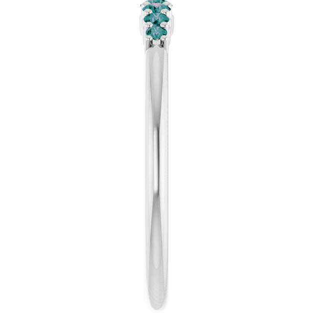 Platinum Round Natural Alexandrite Accented Stackable Ring – 2.25mm Stones - view 4