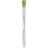 14K Gold Round Natural Peridot Accented Stackable Ring – 2.25mm Stones - White Gold - view 4