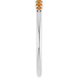 14K Gold Round Natural Citrine Accented Stackable Ring – 2.25mm Stones - White Gold - view 4