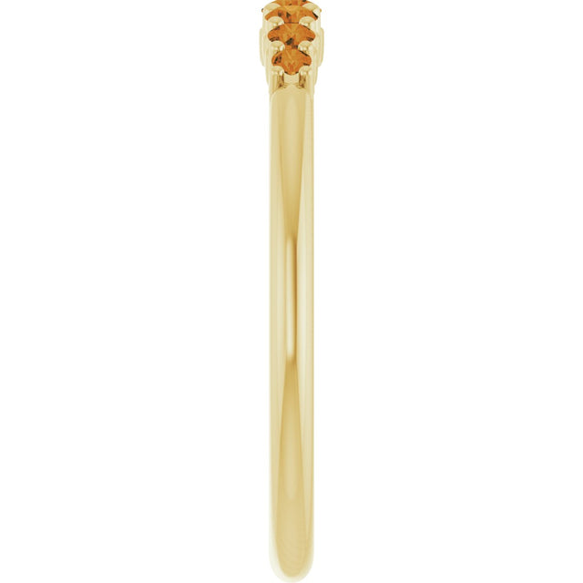 14K Gold Round Natural Citrine Accented Stackable Ring – 2.25mm Stones - Yellow Gold - view 4
