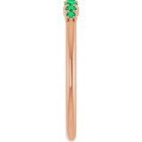 14K Gold Round Natural Emerald Accented Stackable Ring – 2.25mm Stones - Rose Gold - view 4