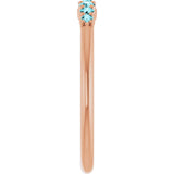 14K Gold Round Natural Blue Zircon Accented Stackable Ring – 2.25mm Stones - Rose Gold - view 4