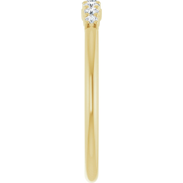 14K Gold Round Natural Diamond Accented Stackable Ring – 2.25mm Stones - Yellow Gold - view 4