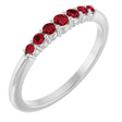 14K Gold Round Natural Ruby Accented Stackable Ring – 2.25mm Stones - White Gold
