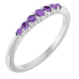 14K Gold Round Natural Amethyst Accented Stackable Ring – 2.25mm Stones - White Gold