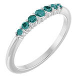 14K Gold Round Natural Alexandrite Accented Stackable Ring – 2.25mm Stones - White Gold