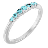 Platinum Round Natural Blue Zircon Accented Stackable Ring – 2.25mm Stones