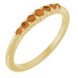 14K Gold Round Natural Citrine Accented Stackable Ring – 2.25mm Stones - Yellow Gold