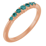 14K Gold Round Natural Alexandrite Accented Stackable Ring – 2.25mm Stones - Rose Gold