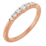 14K Gold Round Natural Diamond Accented Stackable Ring – 2.25mm Stones - Rose Gold