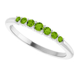 14K Gold Round Natural Peridot Accented Stackable Ring – 2.25mm Stones - White Gold - view 5