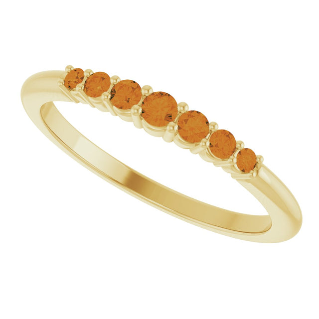 14K Gold Round Natural Citrine Accented Stackable Ring – 2.25mm Stones - Yellow Gold - view 5