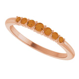 14K Gold Round Natural Citrine Accented Stackable Ring – 2.25mm Stones - Rose Gold - view 5