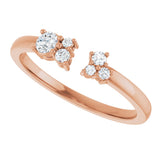 14K Gold Round Natural Diamond Accented Negative Space Ring – 3mm Stones - Rose Gold - view 5