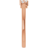 14K Gold Round Natural Diamond Accented Negative Space Ring – 3mm Stones - Rose Gold - view 4