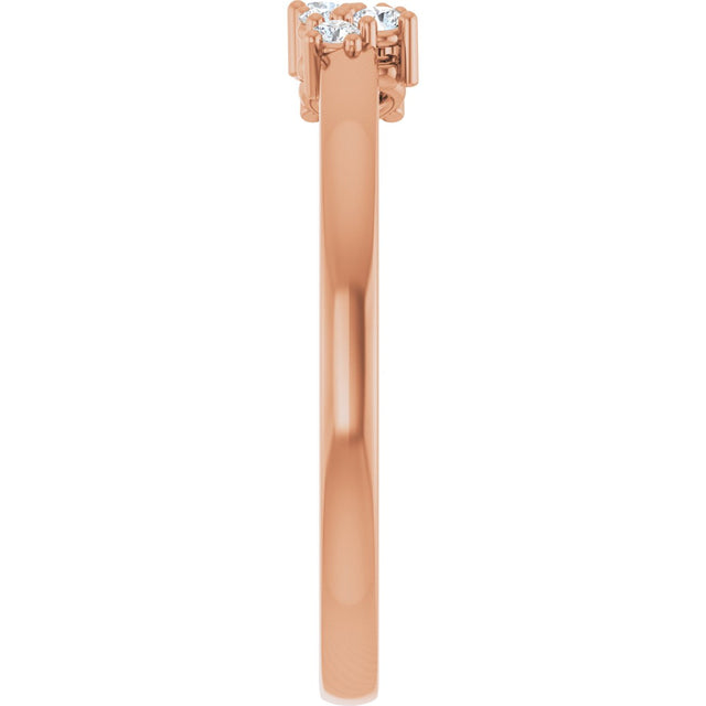 14K Gold Round Natural Diamond Accented Negative Space Ring – 3mm Stones - Rose Gold - view 4