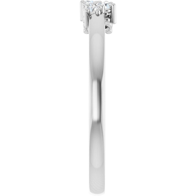 14K Gold Round Natural Diamond Accented Negative Space Ring – 3mm Stones - White Gold - view 4