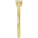 14K Gold Round Natural Diamond Accented Negative Space Ring – 3mm Stones - Yellow Gold - view 4