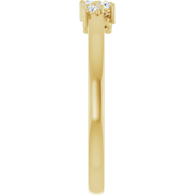 14K Gold Round Natural Diamond Accented Negative Space Ring – 3mm Stones - Yellow Gold - view 4