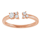 14K Gold Round Natural Diamond Accented Negative Space Ring – 3mm Stones - Rose Gold - view 3