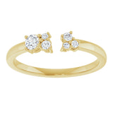 14K Gold Round Natural Diamond Accented Negative Space Ring – 3mm Stones - Yellow Gold - view 3