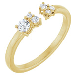14K Gold Round Natural Diamond Accented Negative Space Ring – 3mm Stones - Yellow Gold