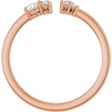 14K Gold Round Natural Diamond Accented Negative Space Ring – 3mm Stones - Rose Gold - view 2