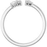 14K Gold Round Natural Diamond Accented Negative Space Ring – 3mm Stones - White Gold - view 2