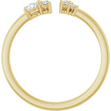 14K Gold Round Natural Diamond Accented Negative Space Ring – 3mm Stones - Yellow Gold - view 2