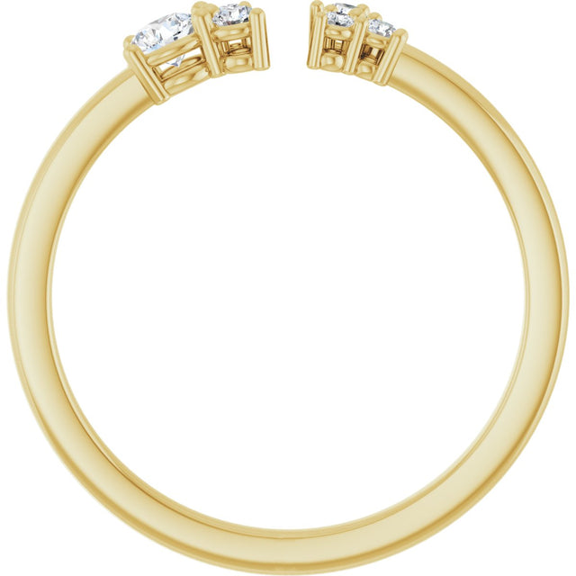 14K Gold Round Natural Diamond Accented Negative Space Ring – 3mm Stones - Yellow Gold - view 2
