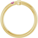 14K Gold Round Natural Pink Tourmaline Sideways Cross Ring - Yellow Gold - view 2