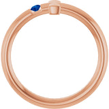 14K Gold Round Natural Blue Sapphire Sideways Cross Ring - Rose Gold - view 2