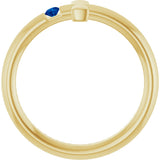 14K Gold Round Natural Blue Sapphire Sideways Cross Ring - Yellow Gold - view 2