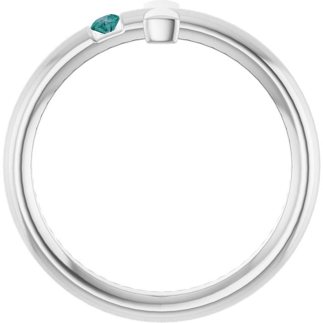 14K Gold Round Natural Alexandrite Sideways Cross Ring - White Gold - view 2