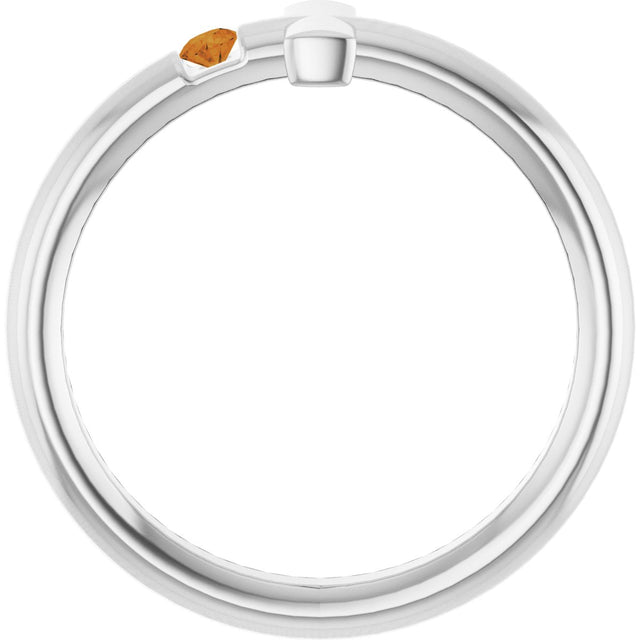14K Gold Round Natural Citrine Sideways Cross Ring - White Gold - view 2