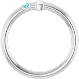14K Gold Round Natural Blue Zircon Sideways Cross Ring - White Gold - view 2