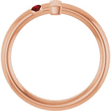14K Gold Round Natural Mozambique Garnet Sideways Cross Ring - Rose Gold - view 2
