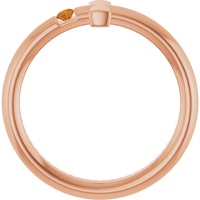 14K Gold Round Natural Citrine Sideways Cross Ring - Rose Gold - view 2