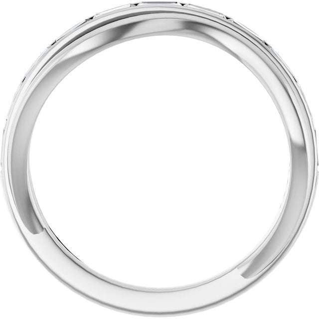 Platinum Straight Baguette Natural Diamond Accented Freeform Ring - view 2