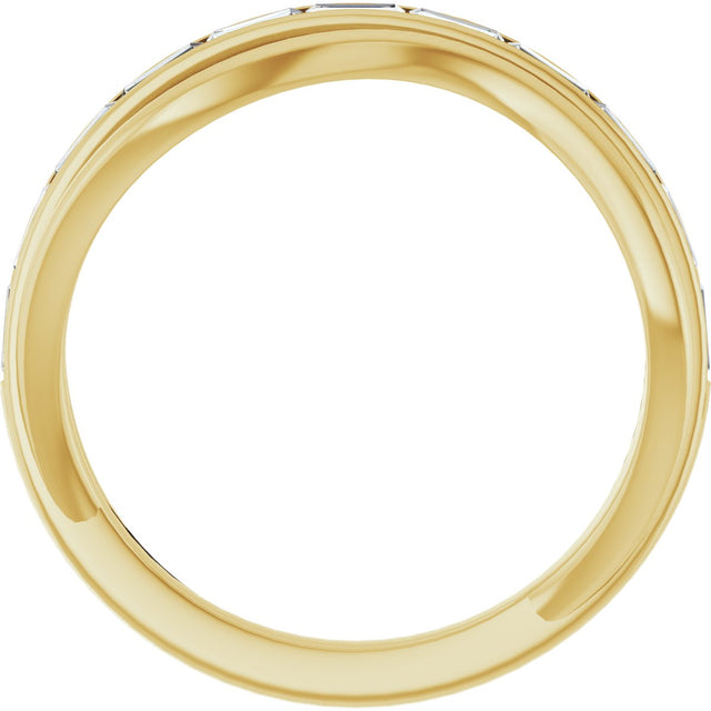 14K Gold Straight Baguette Natural Diamond Accented Freeform Ring - Yellow Gold - view 2