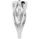 14K Gold Straight Baguette Natural Diamond Accented Freeform Ring - White Gold - view 4