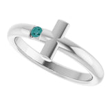 Platinum Round Natural Alexandrite Sideways Cross Ring - view 5