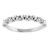 14K Gold Round Natural Diamond Accented Leaf Stackable Ring - view 3